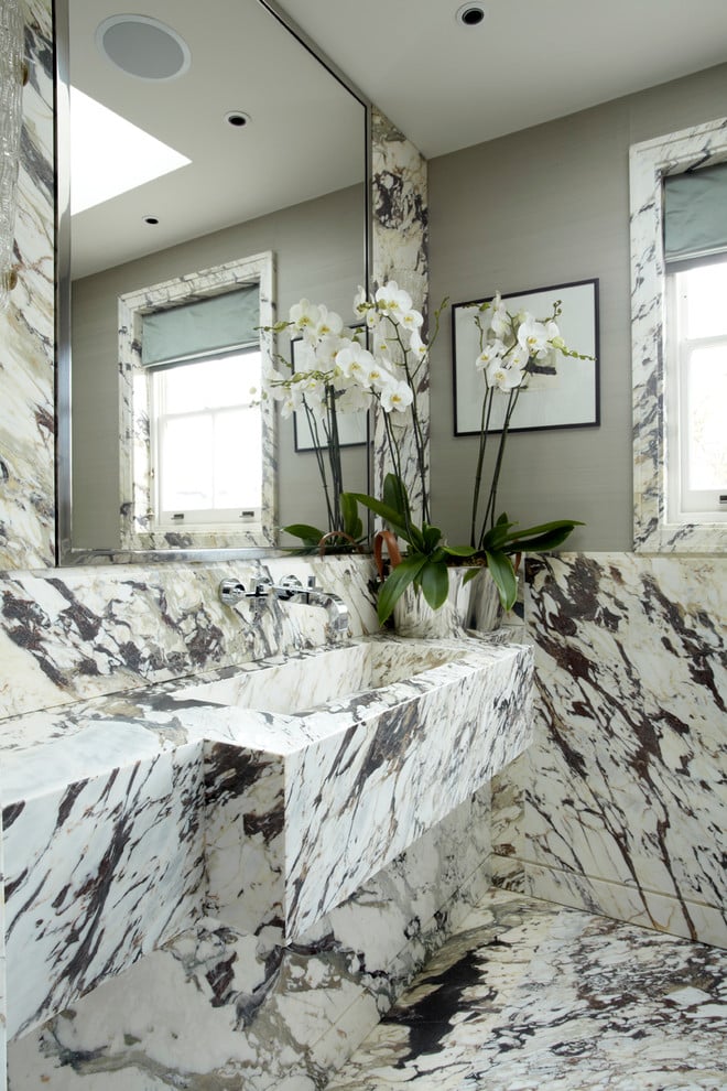 Lavabo et meuble-lavabo contemporain en marbre