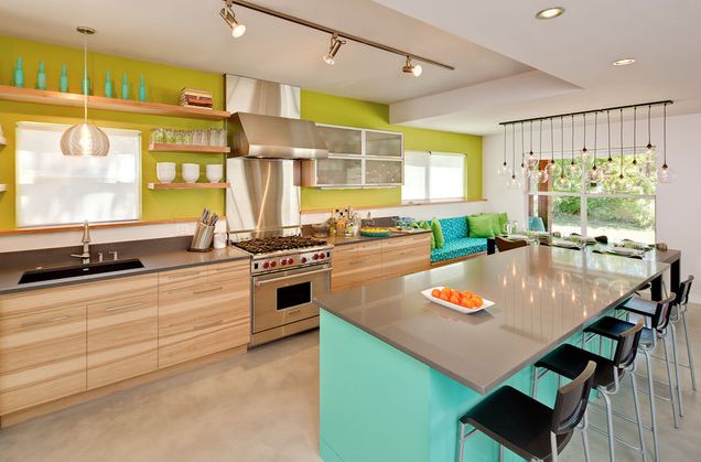 Schéma de couleurs pour la cuisine : Aqua et Chartreuse